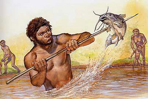 Архантроп ловит рыбу
