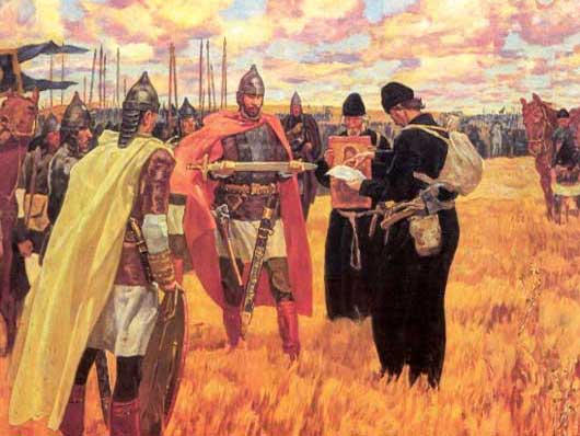Картина, изображающая Дмитрия Донского перед Куликовской битвой