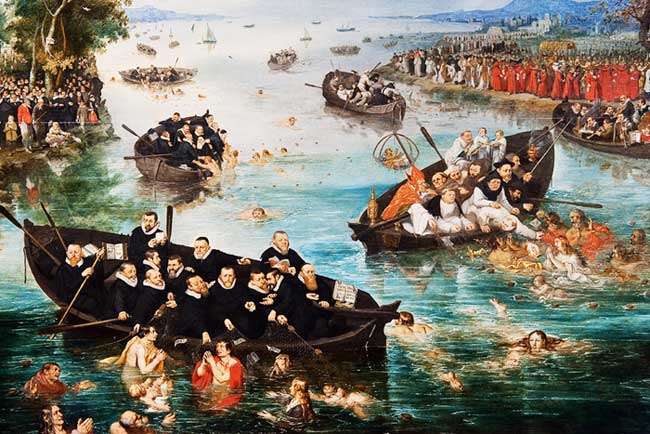 католики и протестанты на лодках