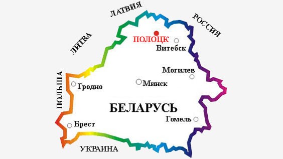 Полоцк на карте Белоруссии