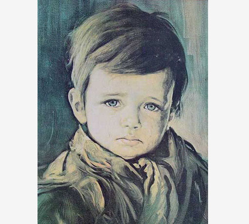 Репродукция с изображением плачущего мальчика
