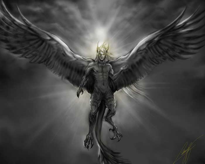 Демон с хвостом и крыльями