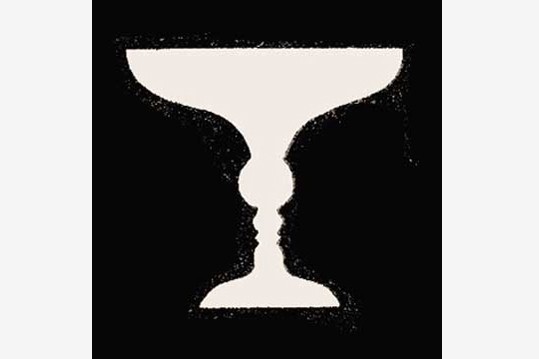 Рисунок, изображающий вазу и два лица