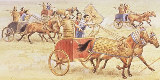 Рисунок с боевыми колесницами