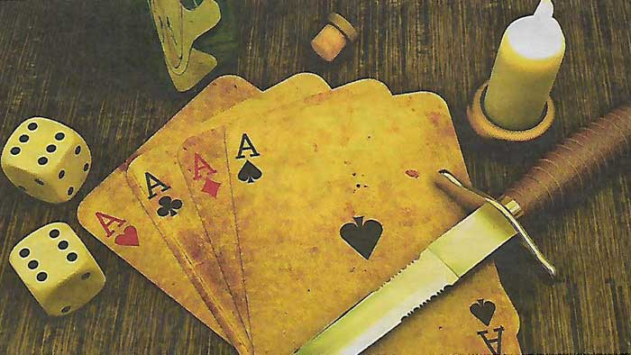 Карты, нож и кости