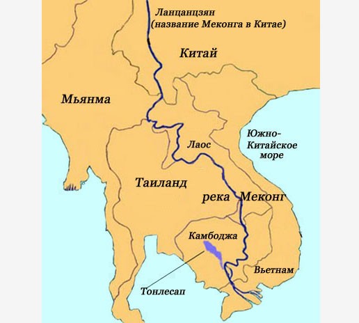 карта с изображением реки Меконг