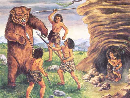 Картинка с изображением охоты на пещерного медведя