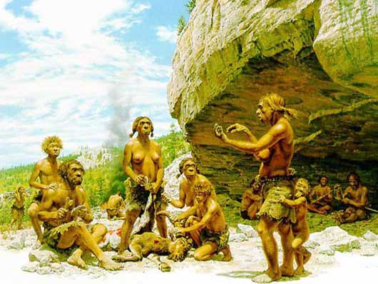Картинка, изображающая племя неандертальцев