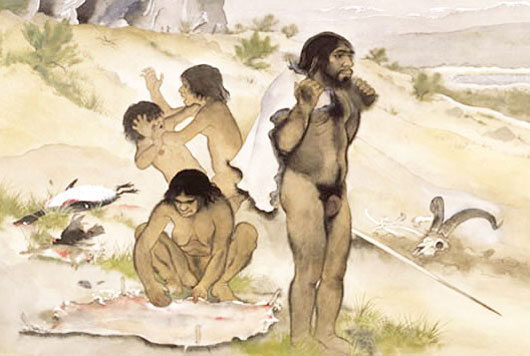 Картинка, изображающая семью неандертальцев