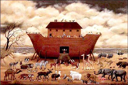 Картинка с изображением ковчега и животных