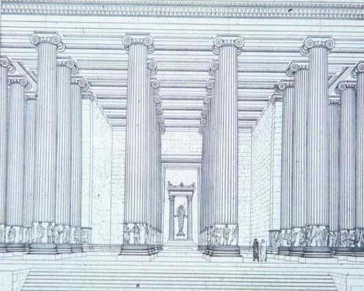 рисунок внутренней части храма Артемиды