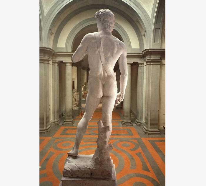 Вид сзади на статую Давида