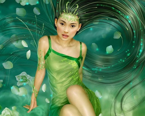 Женщина с зелёными волосами